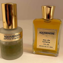 AQUAMARINE Perfume Oil Spray Mist and Eau De Toilette 1oz Vintage Bottles