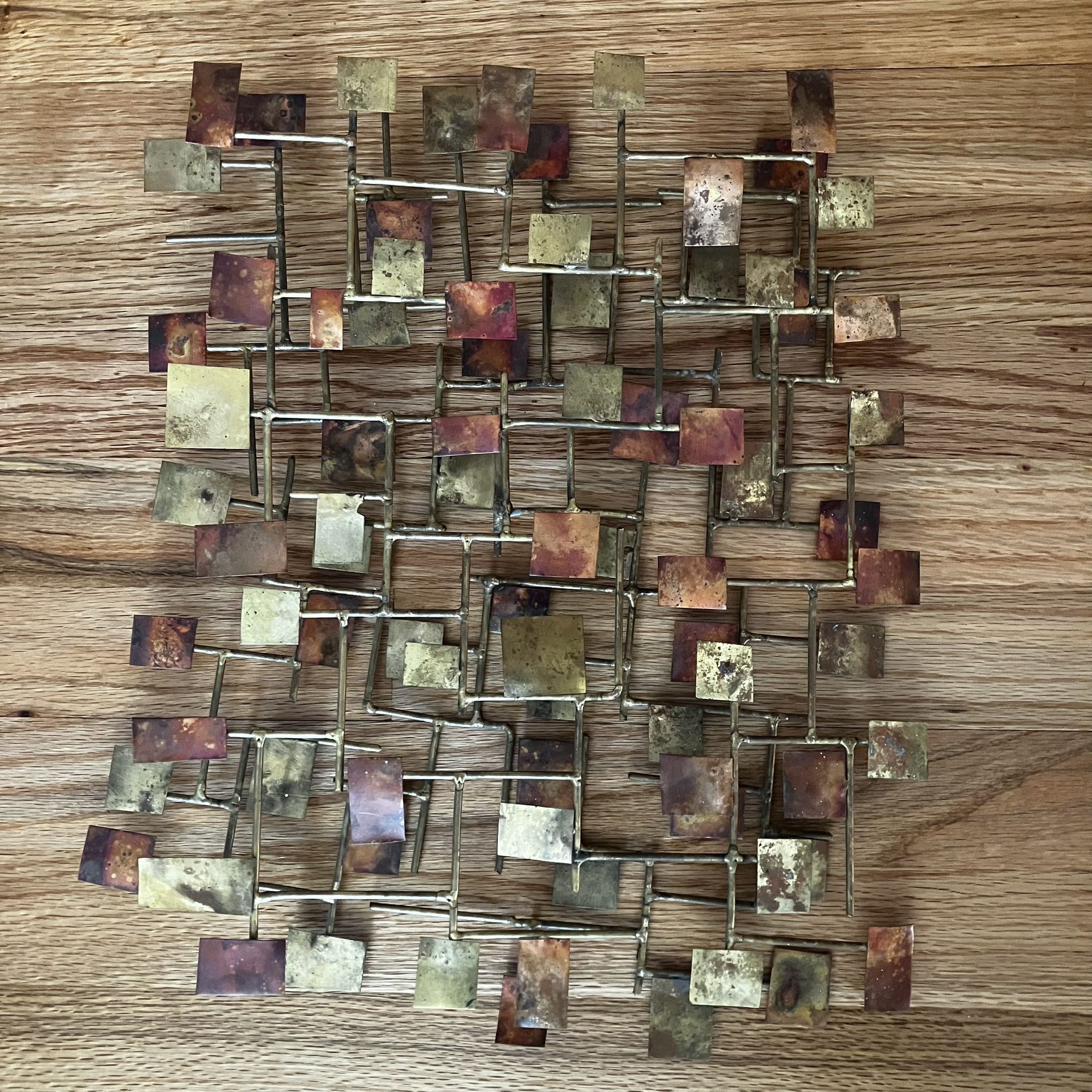 Vintage Mid Century Brutalist Copper and Brass Wall Art