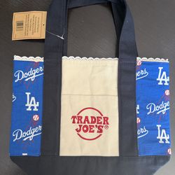 Dodgers themed Trader Joes mini canvas tote bag