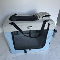 Large Cat Carrier 28”x20”x20", Soft Dog Crate with 2 Bowls, Collapsible Travel Pet Carrier Bag