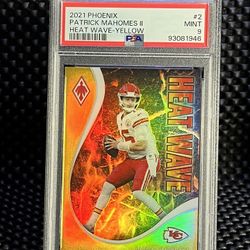 💥2021  Patrick Mahomes HEAT WAVE YELLOW /75 PSA 9!! 💥