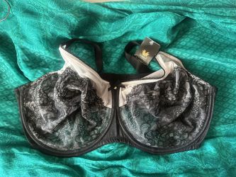 NWT Wacoal Chantilly Lace Retro Chic Black 46DDD /46F Bra Style 855186
