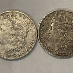 Morgan Silver Dollars – 1880 & 1888 – Lot of 2 – $160
