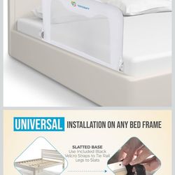 Bed Rail For Baby - 59 x 19.5”   Gray 