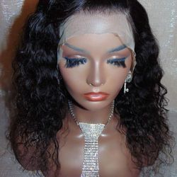 16 Inch Natural Deep Wavy Glueless Wig 