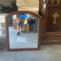 Large mirror curved wooden frame