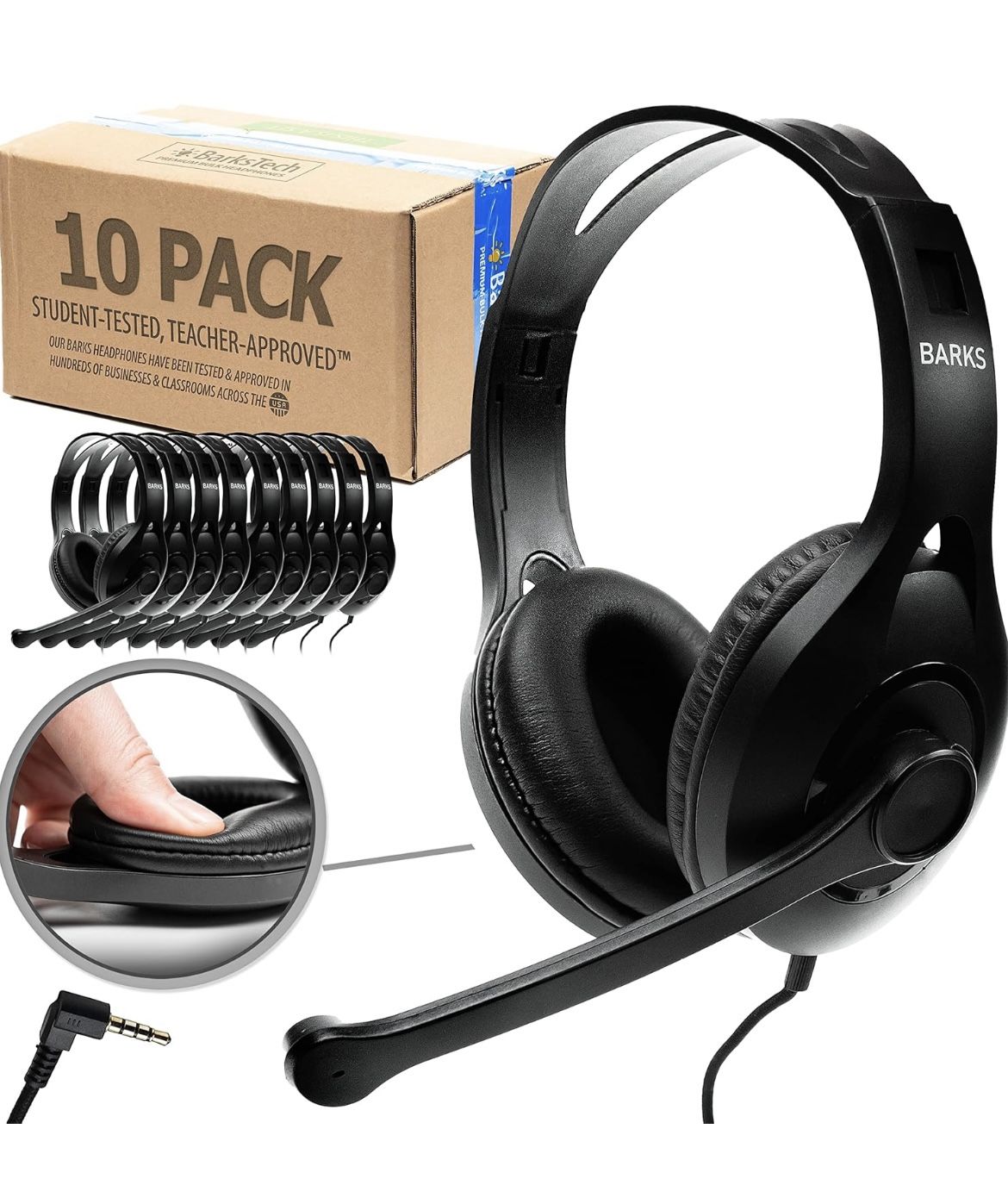 10 Pack Of Over Ear Headphones With Microphone