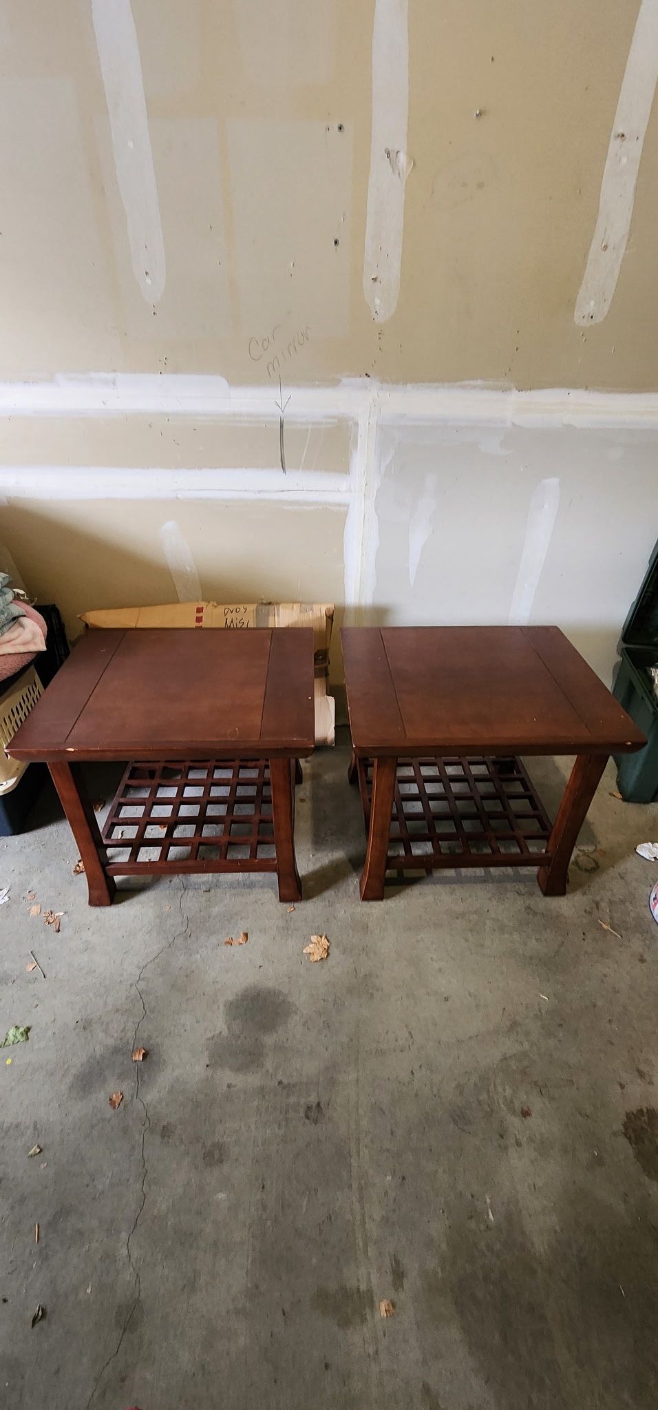 TWO WOODEN SIDE TABLES