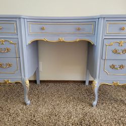 Pastel Blue And Gold French Provencial Desk