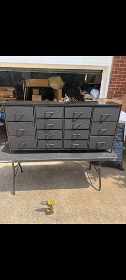 Black 14 fabric drawer dresser with power outlets 63" long TV stand