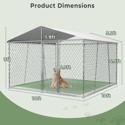 Brand New 10x10x7 Xl Dog Kennel Galvanized Metal Chain Link Dog Cage Animal Cage With Door And Uv Water Proof Tarp Cover 