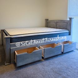 Queen Bed With Drawers And Mattress