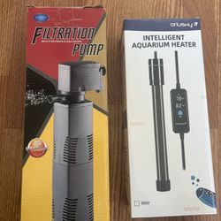 Filtration Pump And Aquarium Heater