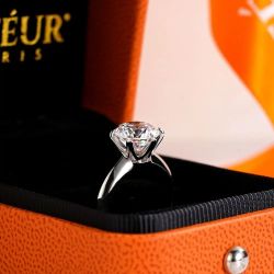 Round Cut 2 Carat Size 7 Moissanite platinum finished rings 90% off retail