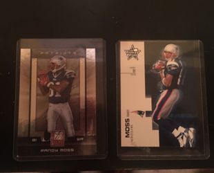 Randy Moss New England Patriots baseball trading cards.
