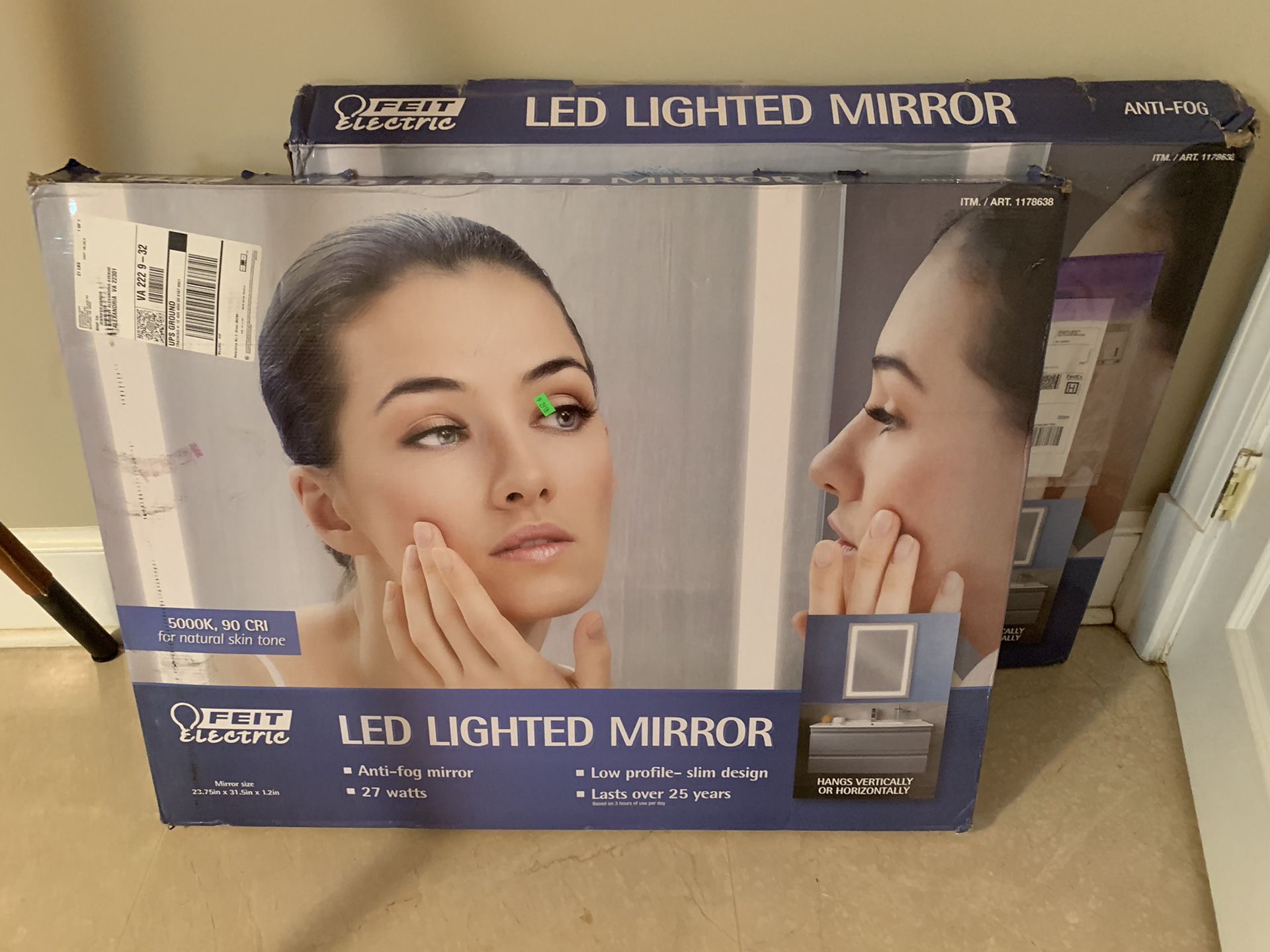 2 LED Bathroom Vanity Mirrors NEW in Box Feit Electric