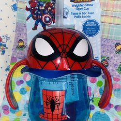 9+ Months Marvel Spiderman Weighted Sippy Cup W: A Straw Graphic Designed