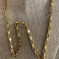 Cadena Hombre Laminada Diseño Estrías Mide 23 Plg Joyería Antigua 