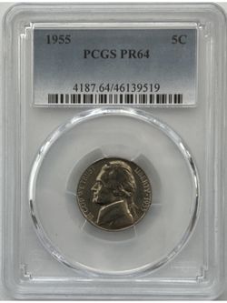 PR64 1955 5C Jefferson Nickel Proof PCGS Blue Label