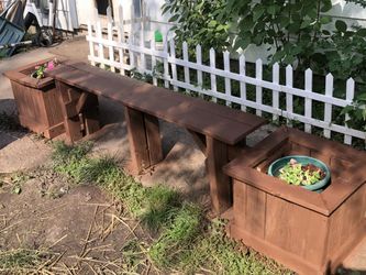 Garden bench with planters