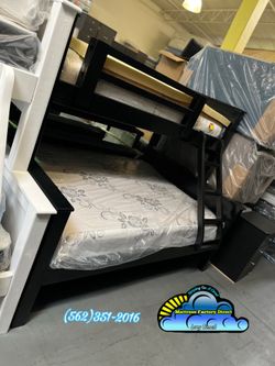 Twin full black bunk bed with mattresses colchones camas nuevas