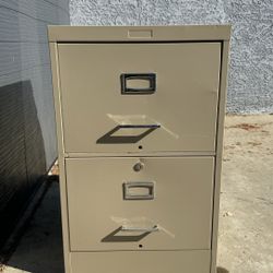 Beige Steel 2 Drawer Filing Cabinet