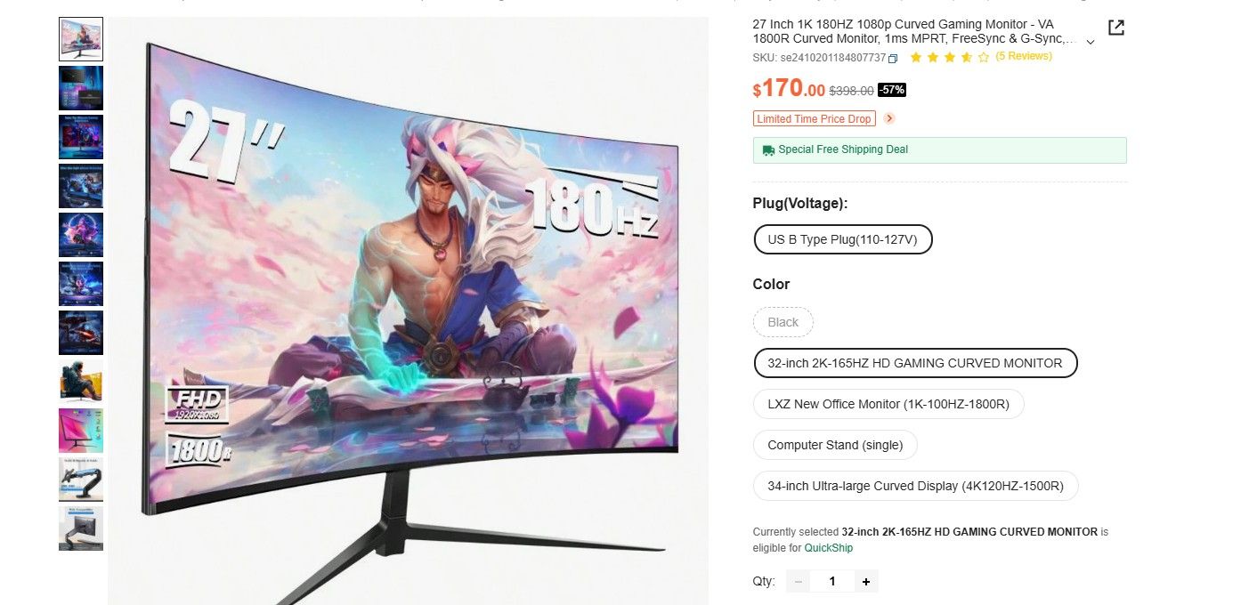 32 inch 165hz computer monitor 