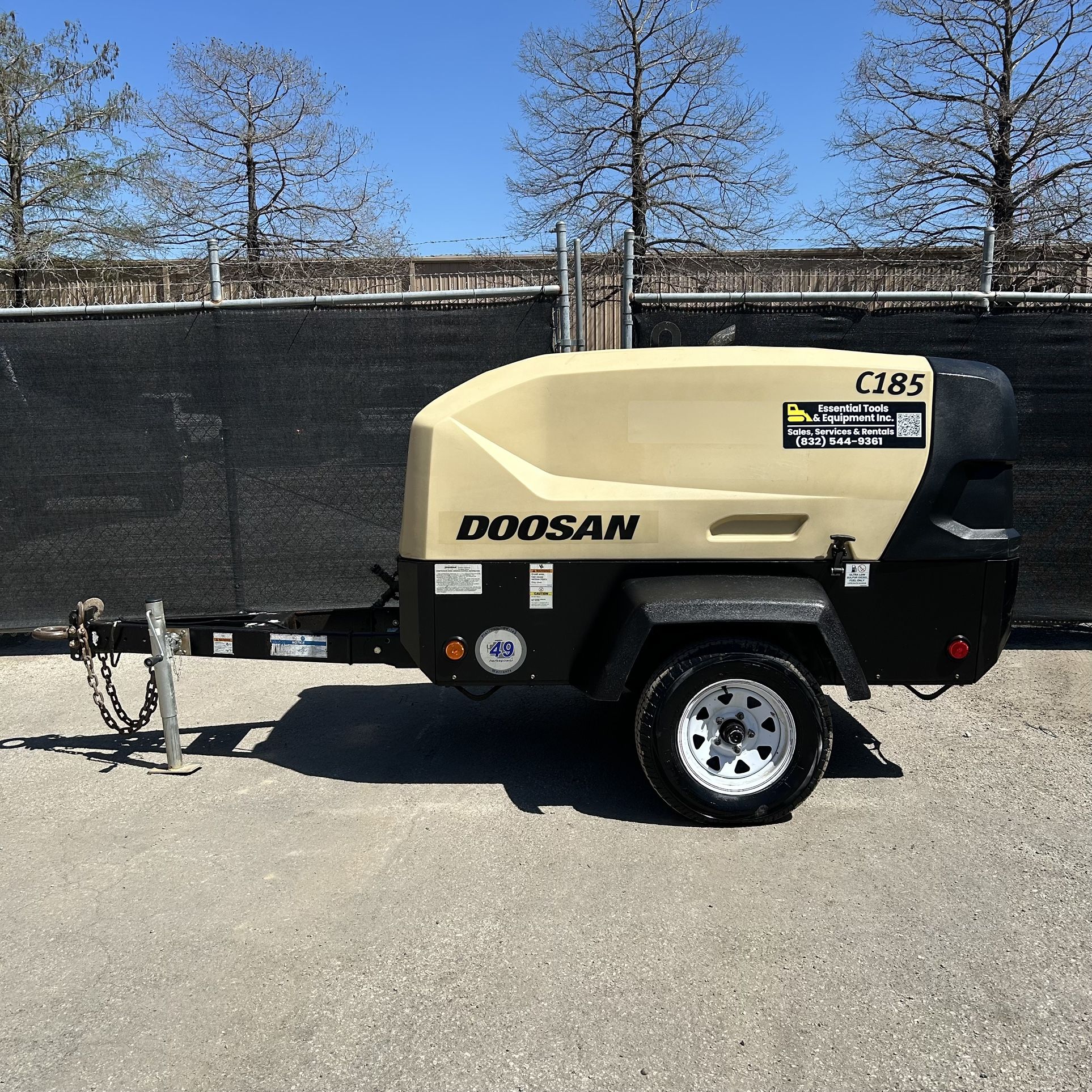 2019 Doosan C185 CFM Portable Mobile Diesel Air Compressor 3950hrs TITLE Include