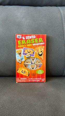 New Sealed Mello Smello 16 Scented Pizza & Taco Erasers & Valentine Cards