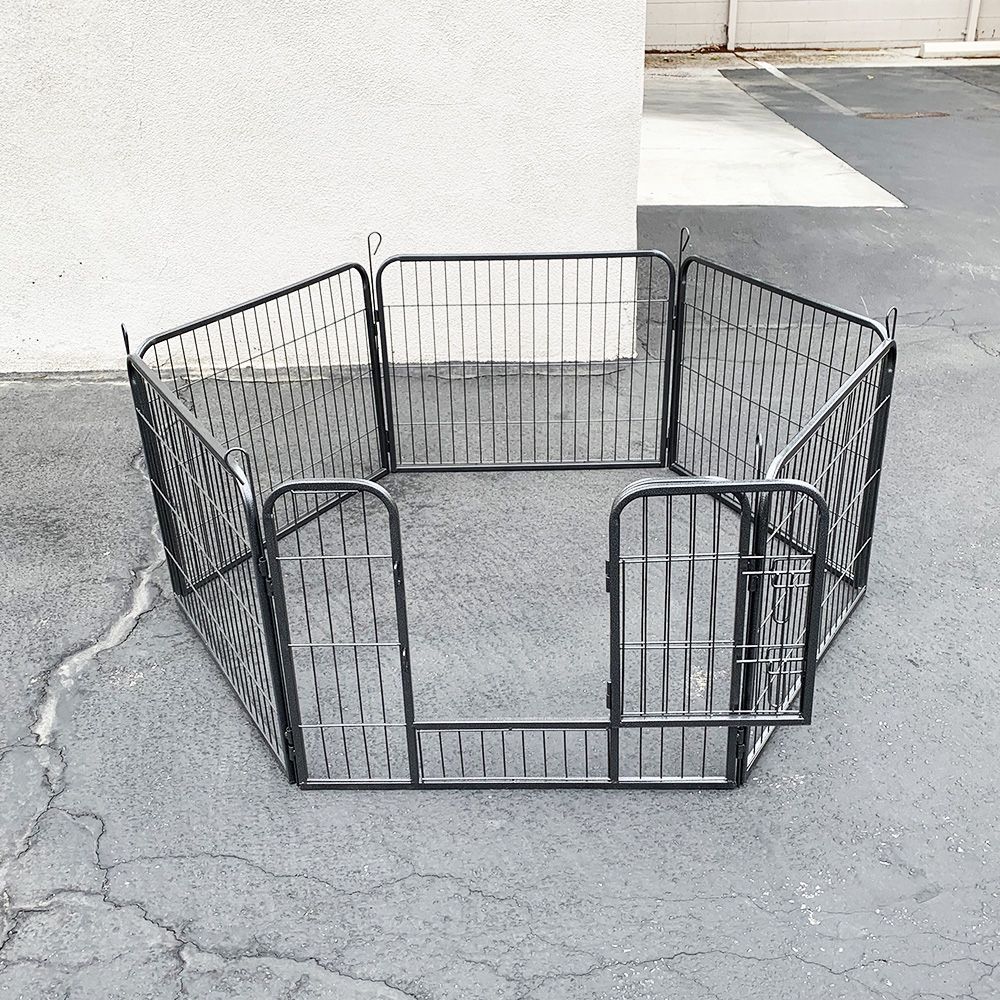 New In Box $60 Pet 6 Panel Playpen Each Panel (24” Tall X 32” Wide) Heavy Duty Dog Exercise Fence Gate Crate Kennel