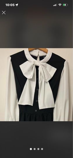 Black/White Bow Midi Dress