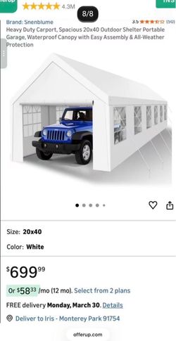 Heavy Duty Carport, Spacious 20x40 Outdoor Shelter Portable Garage, Waterproof Canopy with Easy Assembly & All-Weather Protection