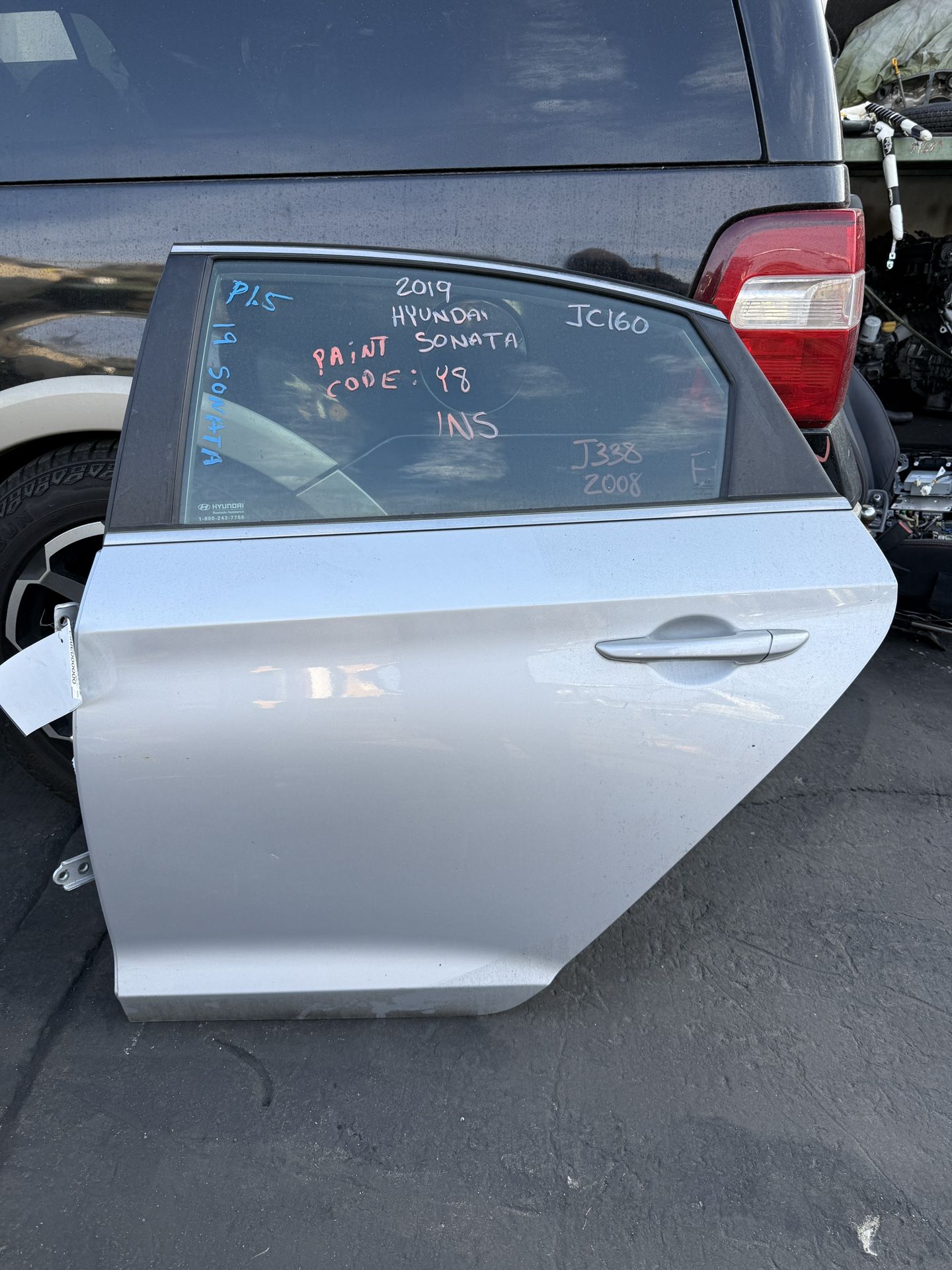 2015 - 2019 Hyundai Sonata Rear Door Drive Side Silver