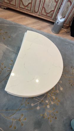 White Marble-Top Half-Round Coffee Table