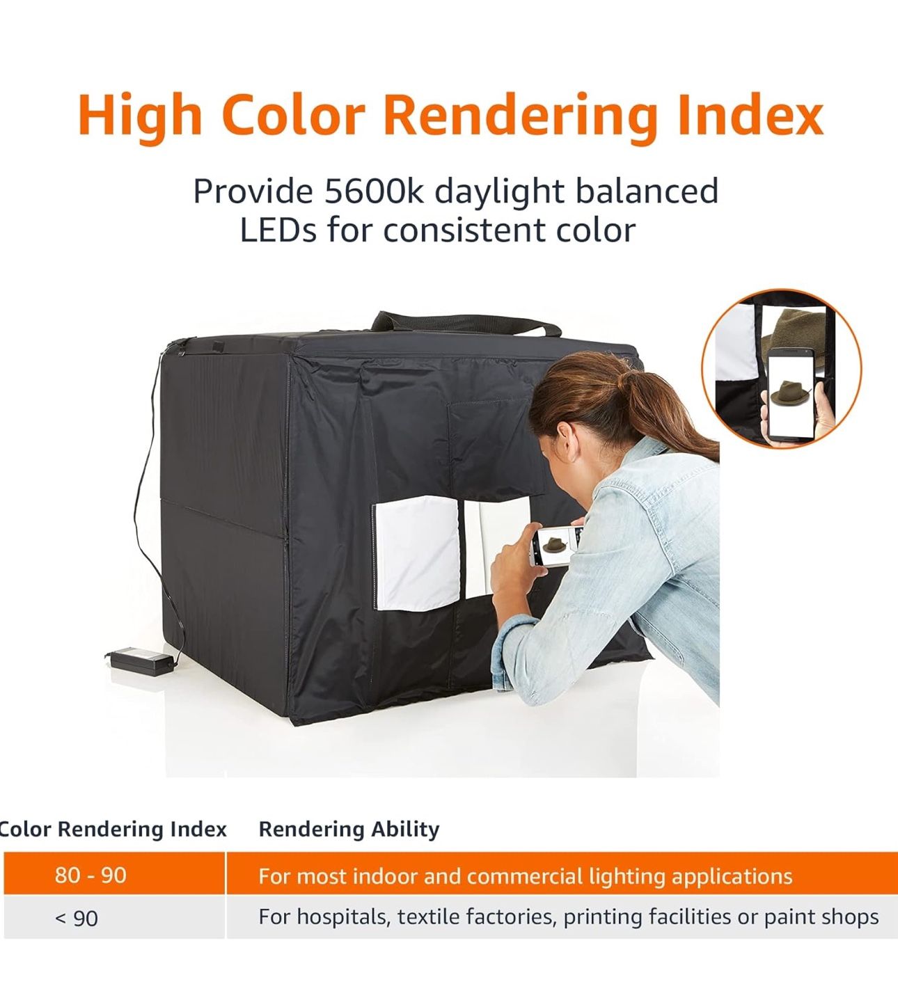 Portable Foldable Photo Studio Box with LED Light 1 Count (Pack of 1) Black 25 x 30 x 25 Inches