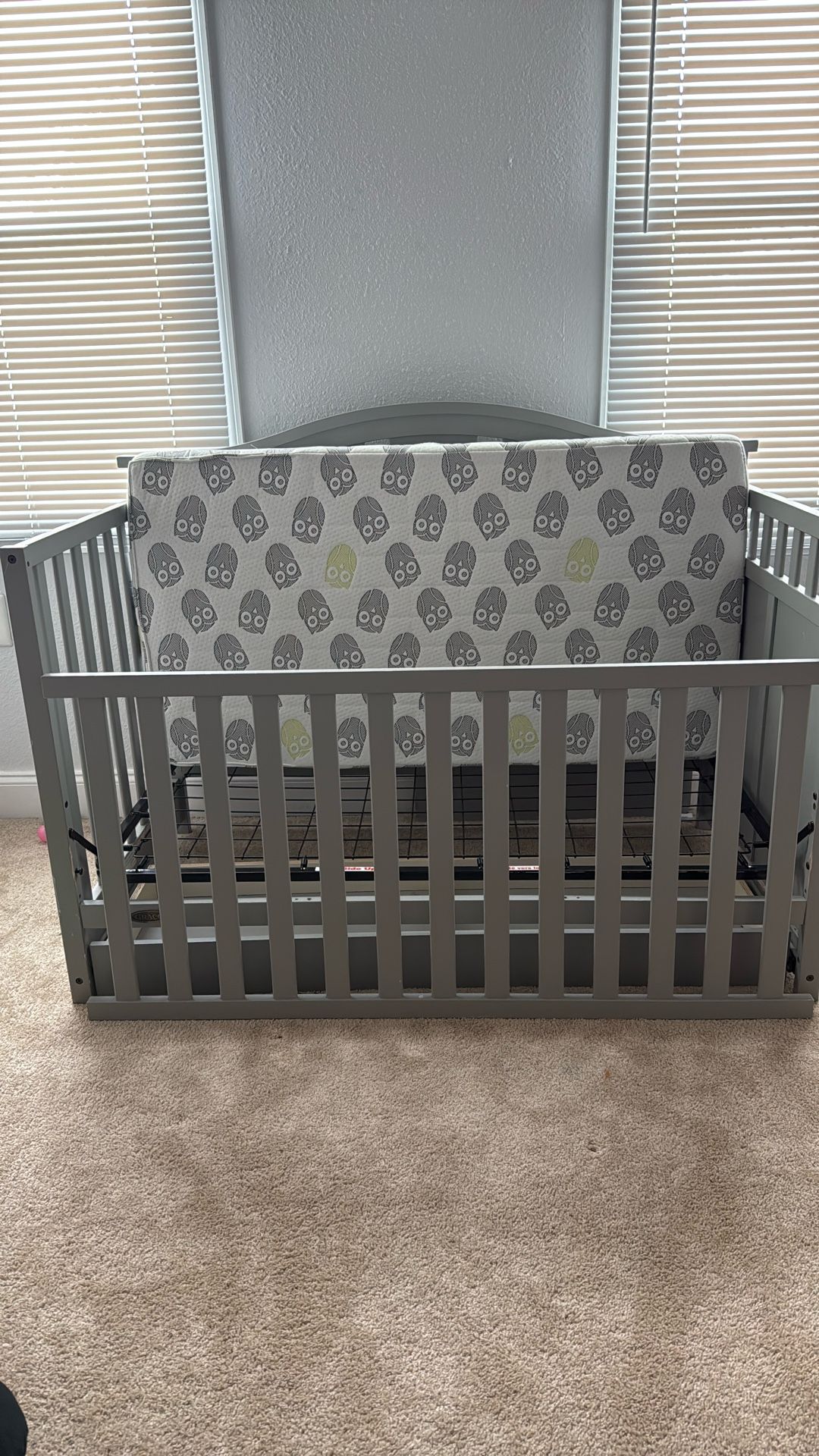 Grey Graco Crib And Matress