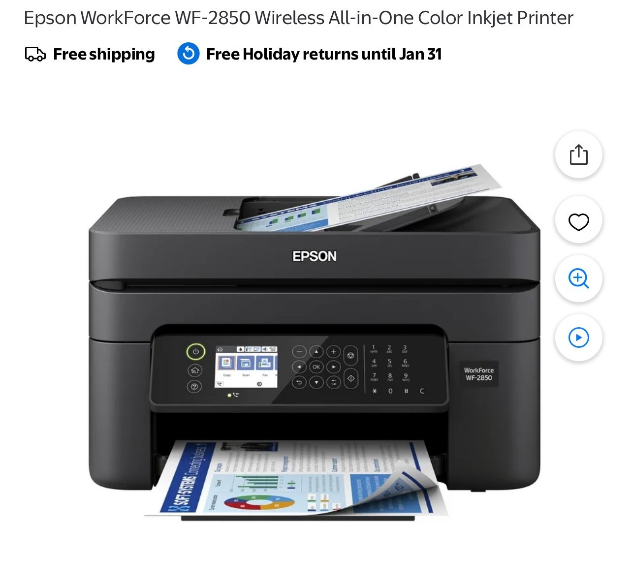 Epson WorkForce WF-2850 Printer - New! Unopened!