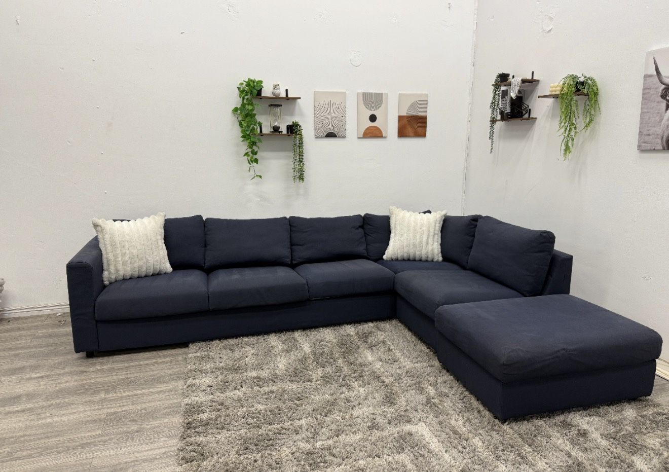Navy Sectional Couch - Free Delivery 