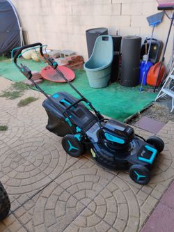 MightyMow 40V (2x20V) 21-inch self-propelled cordless electric lawn mower.
