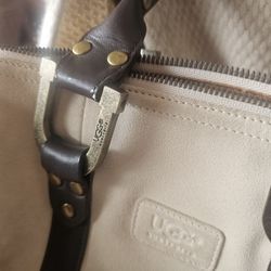 UGG Australia Satchel Top Handle Bag Suede Shearling Fur Trim Vintage 2004