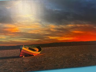 Canvas print sunset boat picture . 42 long x 28 wide