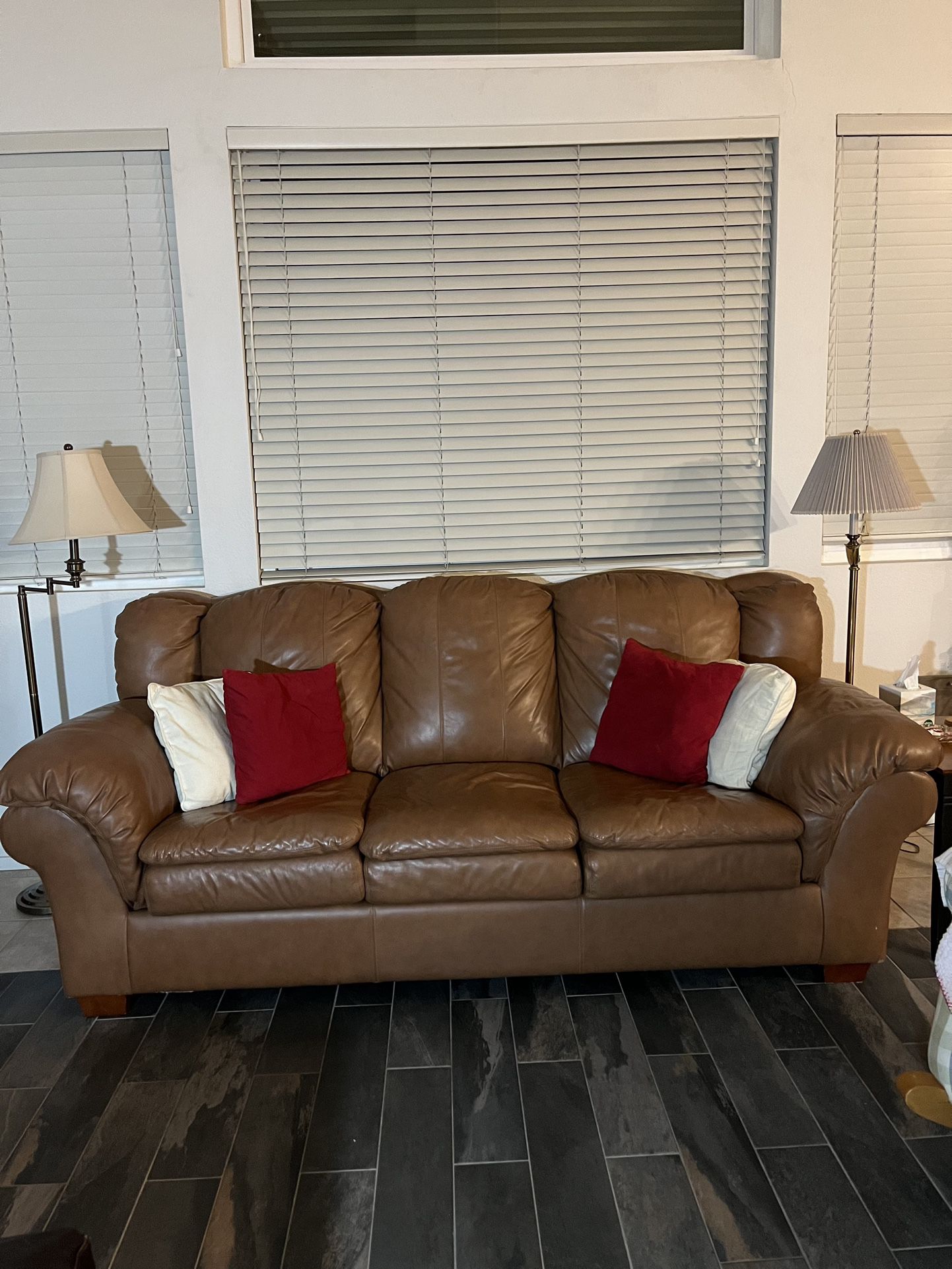 Sofa and Loveseat - Leather - Brown 
