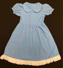 Girls Baby Blue Old Fashion Inspired Dress with Peter Pan Collar Baby Doll Size 9/10