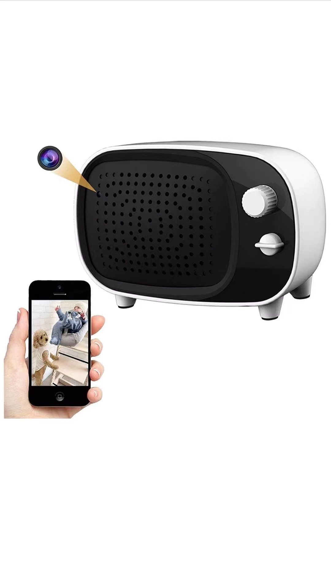 Wireless Hidden Camera Bluetooth Speaker WiFi Spy Camera, 1080P Security Cam Baby Monitor with Motion Detection Alarm and Night Vision, Real Time View