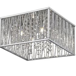 Chrome And Crystal Flush Mount Light Fixture by Home Decorators Collection 
