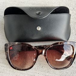 DIFF Eyewear DE01-0453 Cat Eye Sunglasses Tortoise Frame Gradient Brown Lens + Case