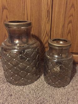 Pier One Glass Hurricane Set No Cracks Or Chips Small 11” H , Big 14” H