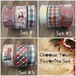 Christmas Wired Edge Ribbon Sets New