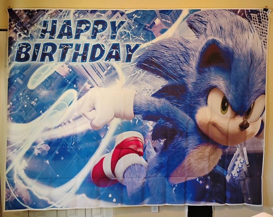 Sonic The Hedgehog Happy Birthday 8 Ft x 6 Ft Banner