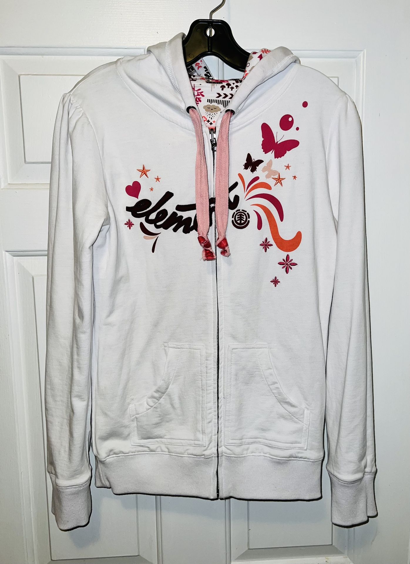 Beautiful Ladies Element hoodie white/pinks (size (L) only $15